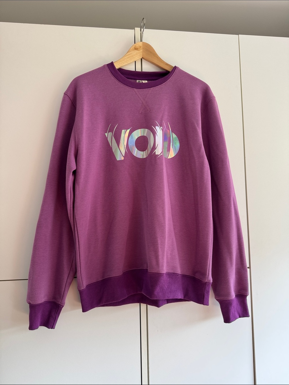 Women's Purple Crewneck Sweatshirt with Iridescent Logo